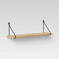Wood Wall Shelf With Hanging Wire Natural/Black - Threshold™ -Threshold™ GUEST 039866d1 045f 491a b1ab e121d0a3d8e9