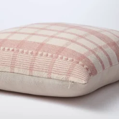 Square Woven Plaid Decorative Throw Pillow Mauve/Light Beige - Threshold™ Designed With Studio McGee: Cotton Dobby, Indoor Use, Hidden Zipper -Threshold™ GUEST 06572299 cbd5 4e2a 9603 dfee302fabb6