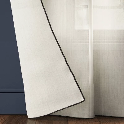 Light Filtering Marrow Edge Curtain Panel Ivory - Threshold™ 4 Light Filtering Marrow Edge Curtain Panel Ivory - Threshold™ - Image 2