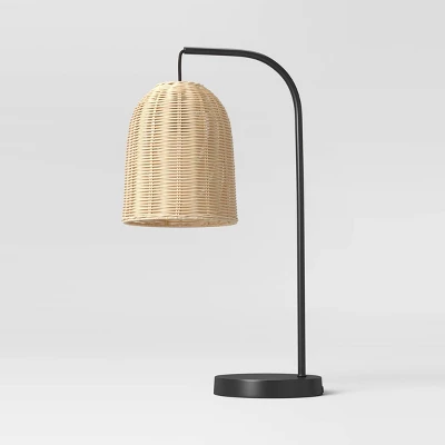 20.5"x7" Addison Rattan Table Lamp Brown - Threshold™: Curved Metal, LED, No Assembly Required 3 20.5"x7" Addison Rattan Table Lamp Brown - Threshold™: Curved Metal, LED, No Assembly Required