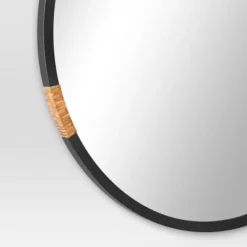 30" Metal/Rattan Wrap Wall Mirror Black - Threshold™ -Threshold™ GUEST 1566b6a4 b278 46aa a126 e4c57a7d07cb