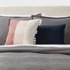 Woven Linework Dec Pillow Oblong Ivory/Plum Red/Dark Salmon Orange - Threshold™: Cotton Fabric, Indoor Decorative Accessory