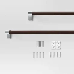 Dark Faux Wood Curtain Rod Nickel - Threshold™ -Threshold™ GUEST 18cfa6cc 1b83 41de 8c39 f8838d63025f