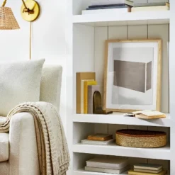 16" X 20" Color Block Abstract Glass Framed Wall Art Print Light Navy - Threshold™ Designed With Studio McGee