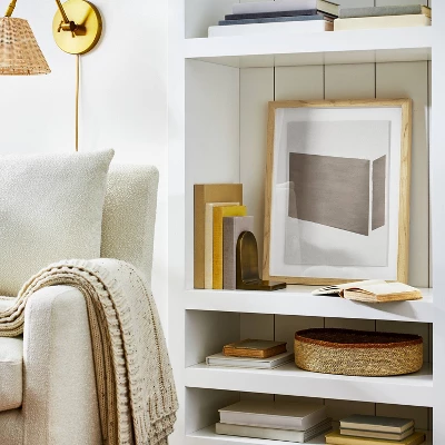 16" X 20" Color Block Abstract Glass Framed Wall Art Print Light Navy - Threshold™ Designed With Studio McGee 3 16" X 20" Color Block Abstract Glass Framed Wall Art Print Light Navy - Threshold™ Designed With Studio McGee