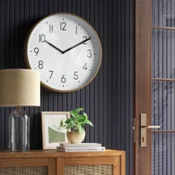 19" Plastic Mirrored Wall Clock Brass - Threshold™