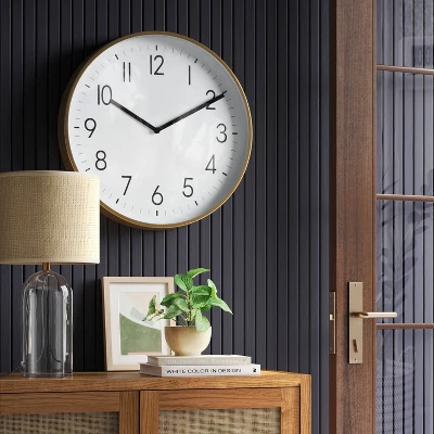 19" Plastic Mirrored Wall Clock Brass - Threshold™ 3 19" Plastic Mirrored Wall Clock Brass - Threshold™
