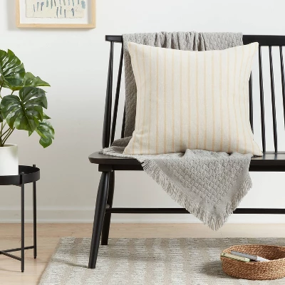 Oversized Cotton Striped Square Throw Pillow - Threshold™ 3 Oversized Cotton Striped Square Throw Pillow - Threshold™