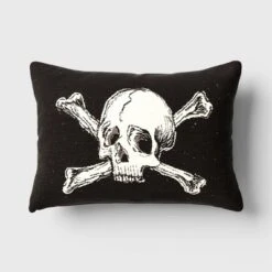Oversize Skull And Crossbones Woven Cotton Lumbar Halloween Throw Pillow Black - Threshold™ -Threshold™ GUEST 1d93023f 85e9 4368 9e88 36202b7344a5