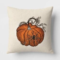 Pumpkin With Spider Cotton Square Halloween Throw Pillow Ivory - Threshold™ 11 Pumpkin With Spider Cotton Square Halloween Throw Pillow Ivory - Threshold™ -Threshold™ GUEST 1ecd4b9d 2a11 42dc a5f9 a644f4927d75