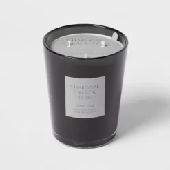 Colored Vase Glass With Dustcover & Black Teak Candle Black - Threshold™ -Threshold™ GUEST 203164b8 cea9 4b9d 90b7 3255297338b3