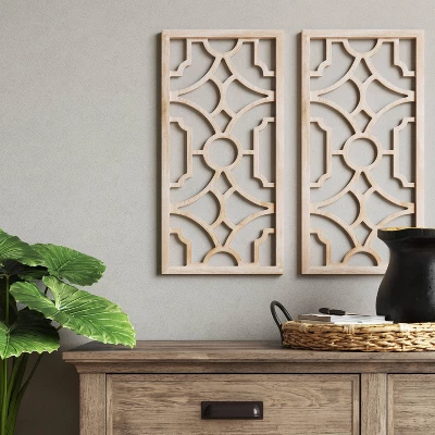 Set Of 2 Wood Lattice Wall Hanging Brown - Threshold™ 3 Set Of 2 Wood Lattice Wall Hanging Brown - Threshold™