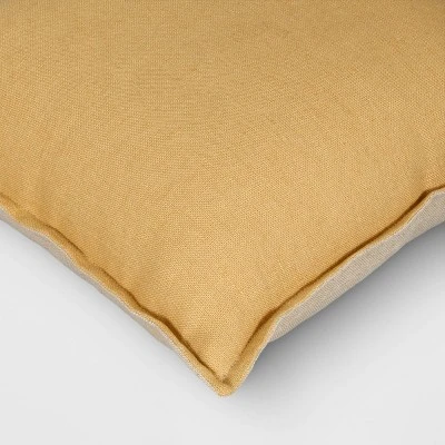 Square Linen Reversible Throw Pillow With Flange Contrast Neutral/Gold - Threshold™ 6 Square Linen Reversible Throw Pillow With Flange Contrast Neutral/Gold - Threshold™ - Image 4