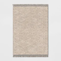 Diamond With Fringe Rug Gray - Threshold™ -Threshold™ GUEST 2baf5ed4 7b52 4703 8a9e 2a21e83d6c9c