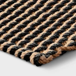 1'6"x2'6" Rope Braided Basket Weave Doormat Black/Brown/Cream - Threshold™ -Threshold™ GUEST 2c1c0888 f103 4ac9 9204 1ebd398de602