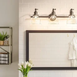 3-Light Industrial Glass Chandelier Matte Black - Threshold™