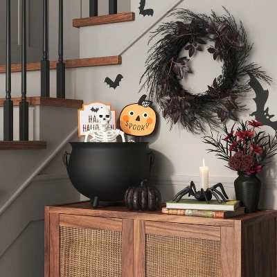Medium Halloween Glass Pumpkin Black - Threshold™ 3 Medium Halloween Glass Pumpkin Black - Threshold™