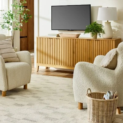 Irregular Checkerboard Tufted Rug Cream - Threshold™ Designed With Studio McGee 3 Irregular Checkerboard Tufted Rug Cream - Threshold™ Designed With Studio McGee