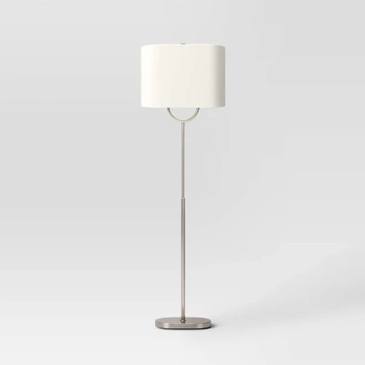Modern Ring Floor Lamp Brushed Nickel Finish - Threshold™: ETL Listed, Cotton/Polyester Shade, Metal Body 3 Modern Ring Floor Lamp Brushed Nickel Finish - Threshold™: ETL Listed, Cotton/Polyester Shade, Metal Body