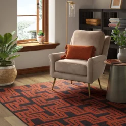 Geometric Area Rug Orange/Black - Threshold™