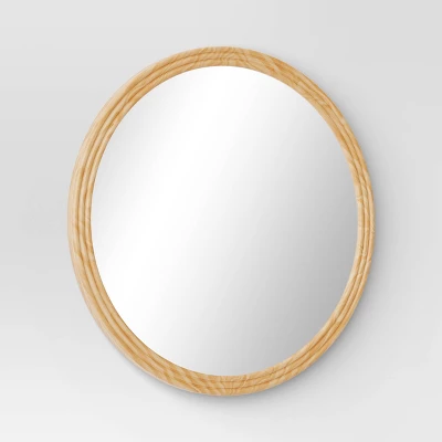 28" Round Fluted Circle Wall Mirror Natural - Threshold™ 4 28" Round Fluted Circle Wall Mirror Natural - Threshold™ - Image 2