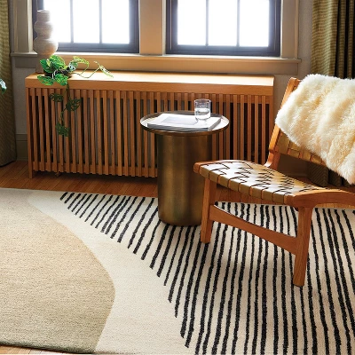 5'x7' Color Blocked Linear Area Rug Tan/Black - Threshold™ 3 5'x7' Color Blocked Linear Area Rug Tan/Black - Threshold™