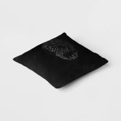 Beaded Skull Velvet Square Throw Pillow Cover Black - Threshold™: Skeleton Pillow, Hidden Zipper, Indoor Use -Threshold™ GUEST 45ff8afd 879b 47c1 94db cddad8216737