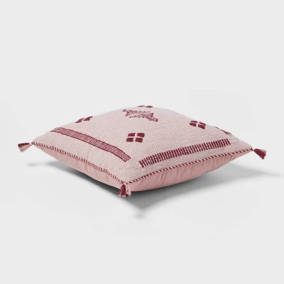 Cactus Silk Woven Square Diamond Dec Pillow Mauve - Threshold™: Indoor Cotton Fabric, Polyester Filled, Textile Design 4 Cactus Silk Woven Square Diamond Dec Pillow Mauve - Threshold™: Indoor Cotton Fabric, Polyester Filled, Textile Design - Image 2