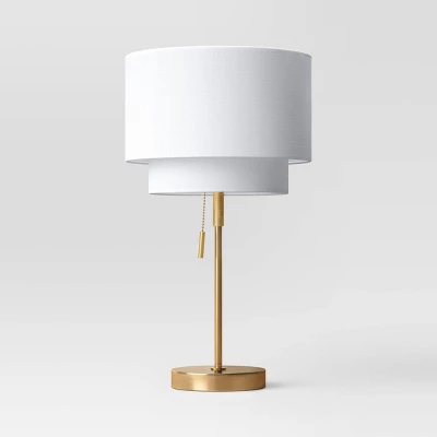 Double Shade Knurled Collection Table Lamp Gold - Threshold™ 3 Double Shade Knurled Collection Table Lamp Gold - Threshold™
