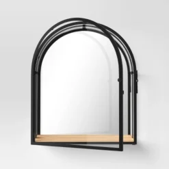 12"x14" Arched Mirrored Display Box Black - Threshold™: Modern Vertical Decor With Shelf -Threshold™ GUEST 53c27f6c cd26 4485 8197 f51d57453cd2