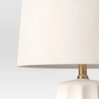 24.75"x13" Ribbed Ceramic Table Lamp Cream - Threshold™: Bedside, Nightstand, No Assembly Required 5 24.75"x13" Ribbed Ceramic Table Lamp Cream - Threshold™: Bedside, Nightstand, No Assembly Required - Image 3