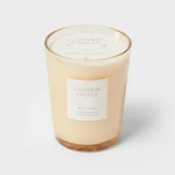 Colored Vase Glass With Dustcover Cashmere Vanilla Candle Ivory - Threshold™ -Threshold™ GUEST 6f0d73b9 bd54 49cc 9daa 223b1213b6df