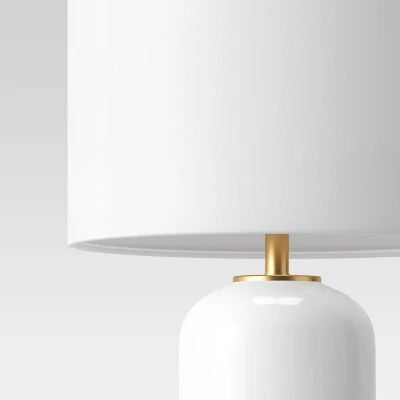 Large Assembled Rounded Cylinder Glass Table Lamp (Includes LED Light Bulb) White - Threshold™ 5 Large Assembled Rounded Cylinder Glass Table Lamp (Includes LED Light Bulb) White - Threshold™ - Image 3