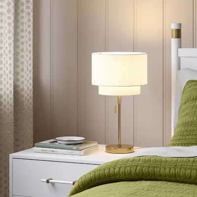 Double Shade Knurled Collection Table Lamp Gold - Threshold™ 4 Double Shade Knurled Collection Table Lamp Gold - Threshold™ - Image 2