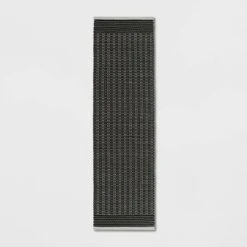 2'x7' Hand Woven Cotton/Wool Runner Black - Threshold™