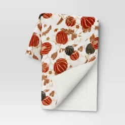 Pumpkin Printed Plush With Shearling Reverse Throw Blanket - Threshold™ -Threshold™ GUEST 93689881 488d 4b25 86de 00ec94c729b1