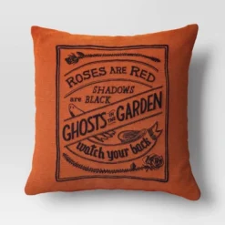 Embroidered Ghosts In The Garden Square Halloween Throw Pillow Orange - Threshold™ -Threshold™ GUEST 940441dc 54cb 444d 997a c7665744f61a