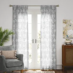 1pc 54"x84" Sheer Clipped Curtain Panel Radiant Gray - Threshold™