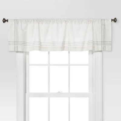 1pc 54"x15" Light Filtering Stripe Border Window Valance Cream/Gray - Threshold™ 3 1pc 54"x15" Light Filtering Stripe Border Window Valance Cream/Gray - Threshold™