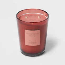 Colored Vase Glass With Dustcover Strawberry Musk Candle Red - Threshold™ -Threshold™ GUEST 9c78d64d 5c97 4266 8aaf 6f9285bcaee2