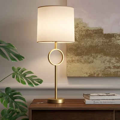 Large Metal Ring Table Lamp (Includes LED Light Bulb) Brass - Threshold™ 4 Large Metal Ring Table Lamp (Includes LED Light Bulb) Brass - Threshold™ - Image 2