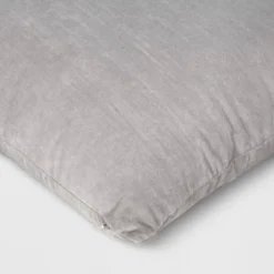 Washed Cotton Velvet Square Throw Pillow Gray - Threshold™: Indoor Use, Hidden Zipper, 18x18" -Threshold™ GUEST 9eb28dbf 4f22 43b0 a70d 661f14229d7a