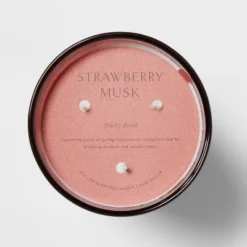 Colored Vase Glass With Dustcover Strawberry Musk Candle Red - Threshold™ -Threshold™ GUEST a1481056 0056 434b 8190 eafa8bcfa251