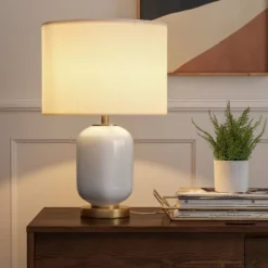 Large Assembled Rounded Cylinder Glass Table Lamp (Includes LED Light Bulb) White - Threshold™ 6 Large Assembled Rounded Cylinder Glass Table Lamp (Includes LED Light Bulb) White - Threshold™ -Threshold™ GUEST a3f0353a 9dc9 40e7 8d81 756784ad910f