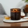 23oz XL 3-Wick Coconut + Honey Wooden Amber Glass With Wood Lid And Stamped Logo Amber - Threshold™ -Threshold™ GUEST add52e5f a9a6 4c7c 9581 95aed9462e3c