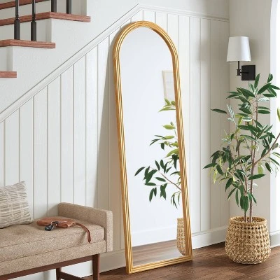22" X 65" Fluted Arch Floor Mirror Light Natural - Threshold™: Pine Frame, No Assembly Required 3 22" X 65" Fluted Arch Floor Mirror Light Natural - Threshold™: Pine Frame, No Assembly Required