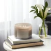 14oz Lidded Gray Glass Jar Crackling Wooden 3-Wick Candle With Paper Label Coconut And Honey  - Threshold™ -Threshold™ GUEST be5a183f bab6 4653 b17a da679b4793f2