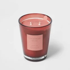 Colored Vase Glass With Dustcover Strawberry Musk Candle Red - Threshold™ -Threshold™ GUEST bff6ffbf c36a 4e82 a556 ba31fee10532