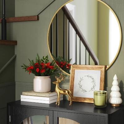 Artificial Plant Large Mixed Greenery And Poinsettia Arrangement - Threshold™ 3 Artificial Plant Large Mixed Greenery And Poinsettia Arrangement - Threshold™