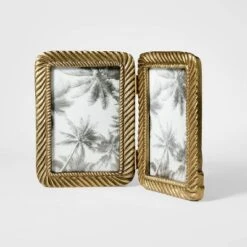 4"x6" Metal Rope Folding Picture Frame Brass - Threshold™ Designed With Studio McGee -Threshold™ GUEST c6aaa65d 44f8 47cf 9017 16efbcd7481b